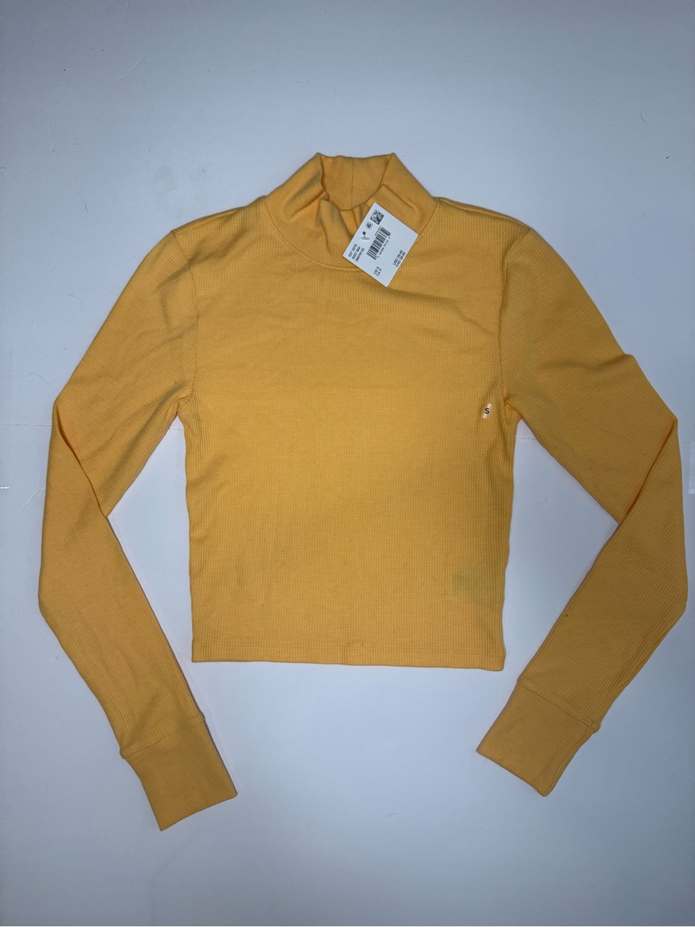 American Eagle Outfitters Yellow Ribbed Mock Neck Long Sleeve Top